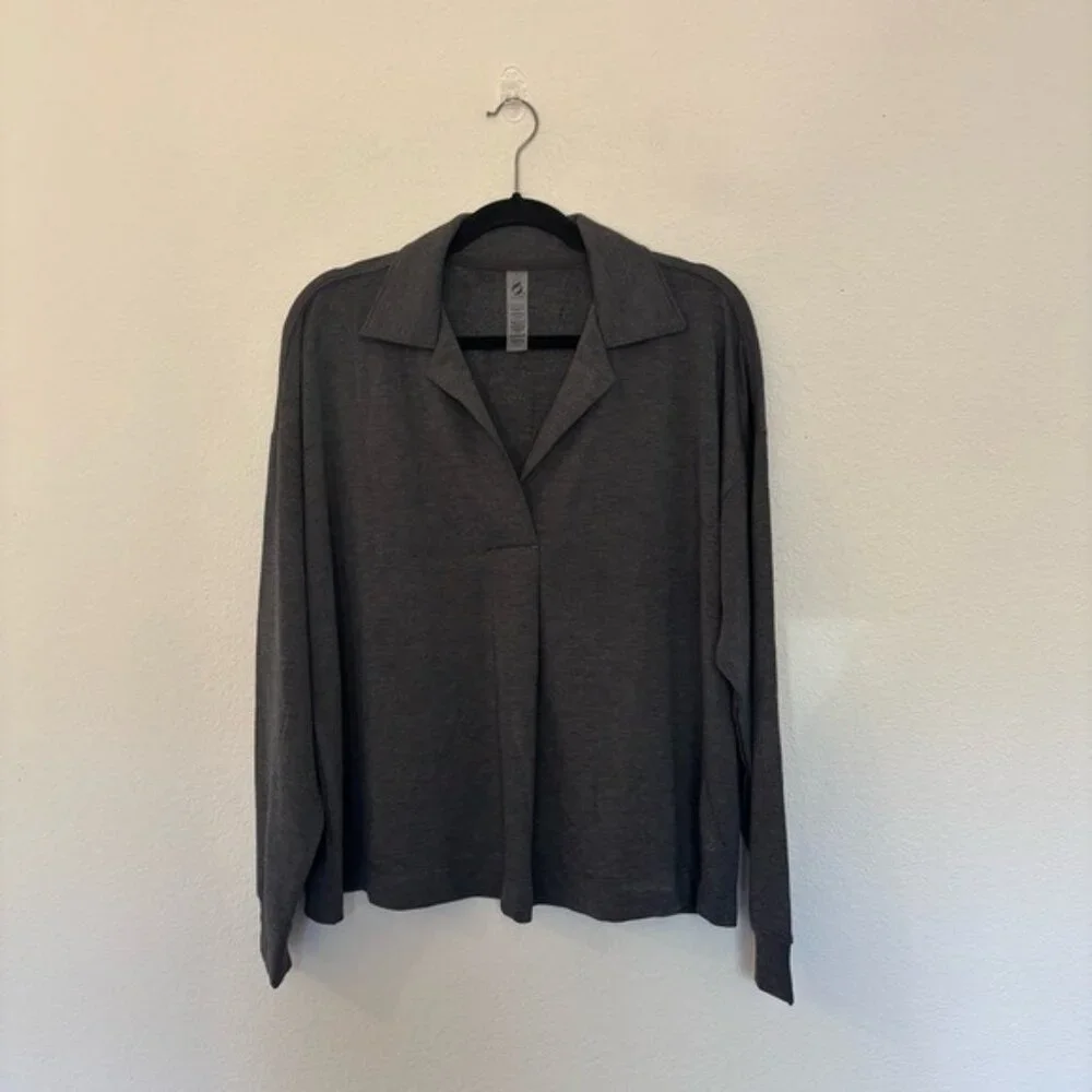 Loft Lou & Grey Loungewear Collar V Neck Sweatshirt NWT